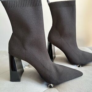 Zara Black Heeled Sock Boots